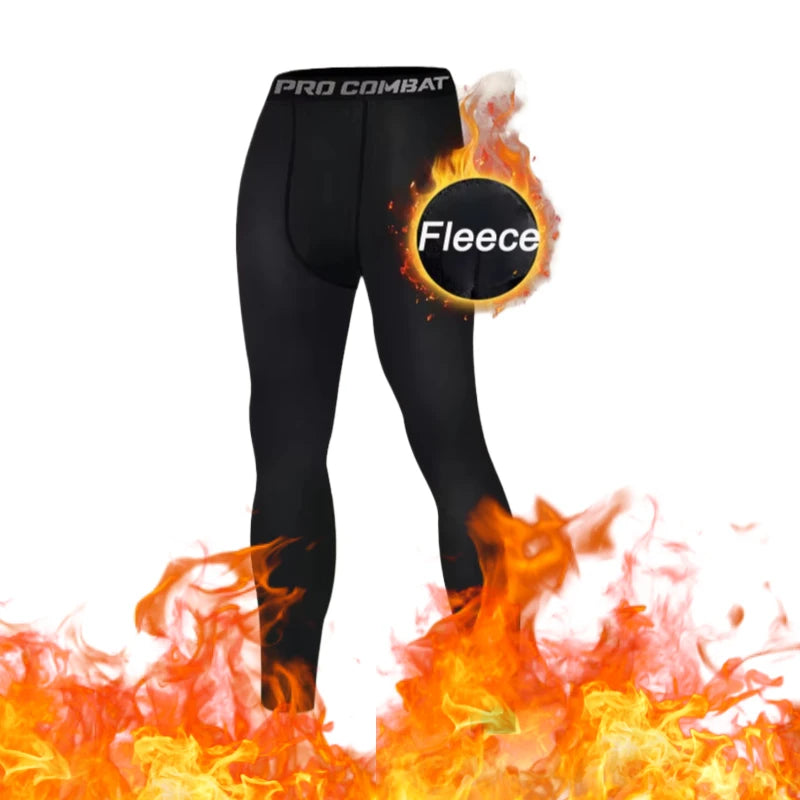 Men's Fleece-Lined Compression Leggings – Warm Running Tights