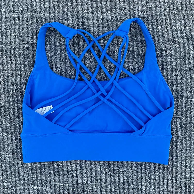 Women's Push-Up Sports Bra – Cross Back Shockproof Gym & Yoga Bra