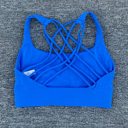 Women's Push-Up Sports Bra – Cross Back Shockproof Gym & Yoga Bra