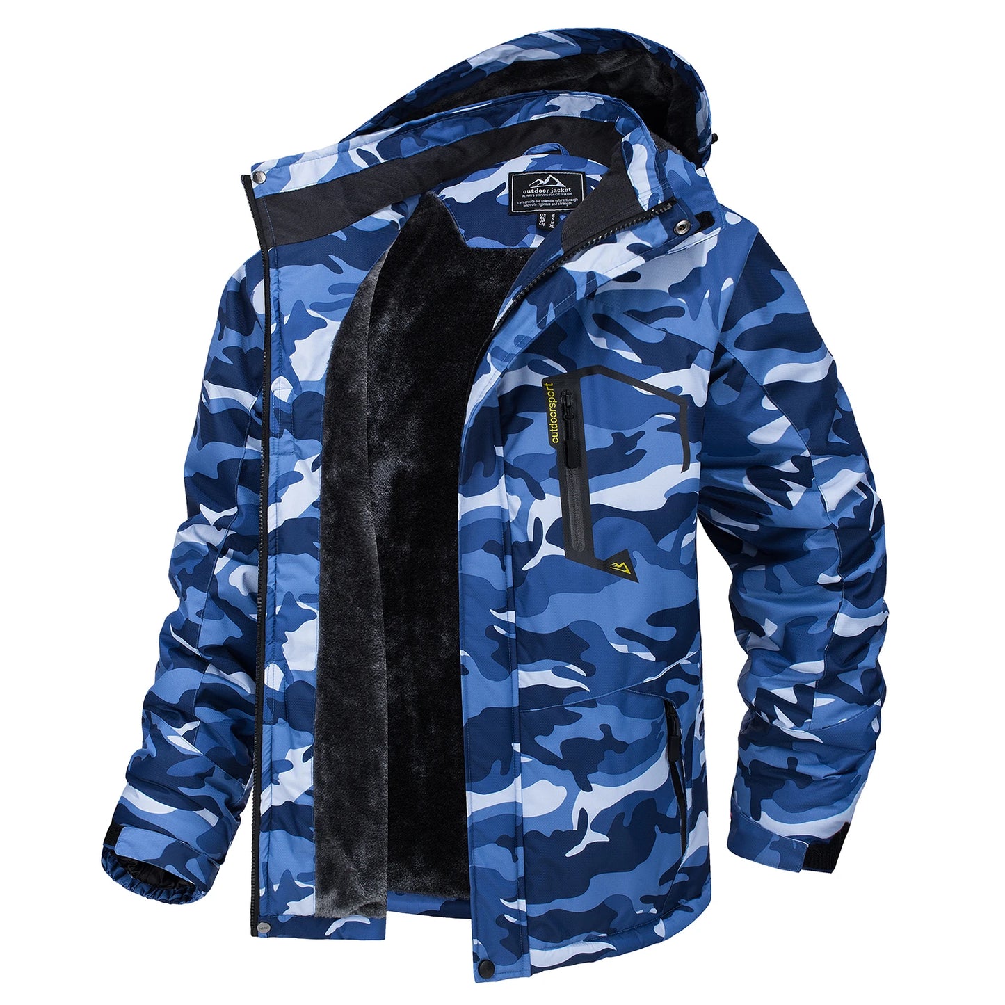 Men's Fleece-Lined Mountain Jacket – Removable Hood Hiking Coat