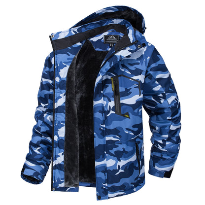 Men's Fleece-Lined Mountain Jacket – Removable Hood Hiking Coat
