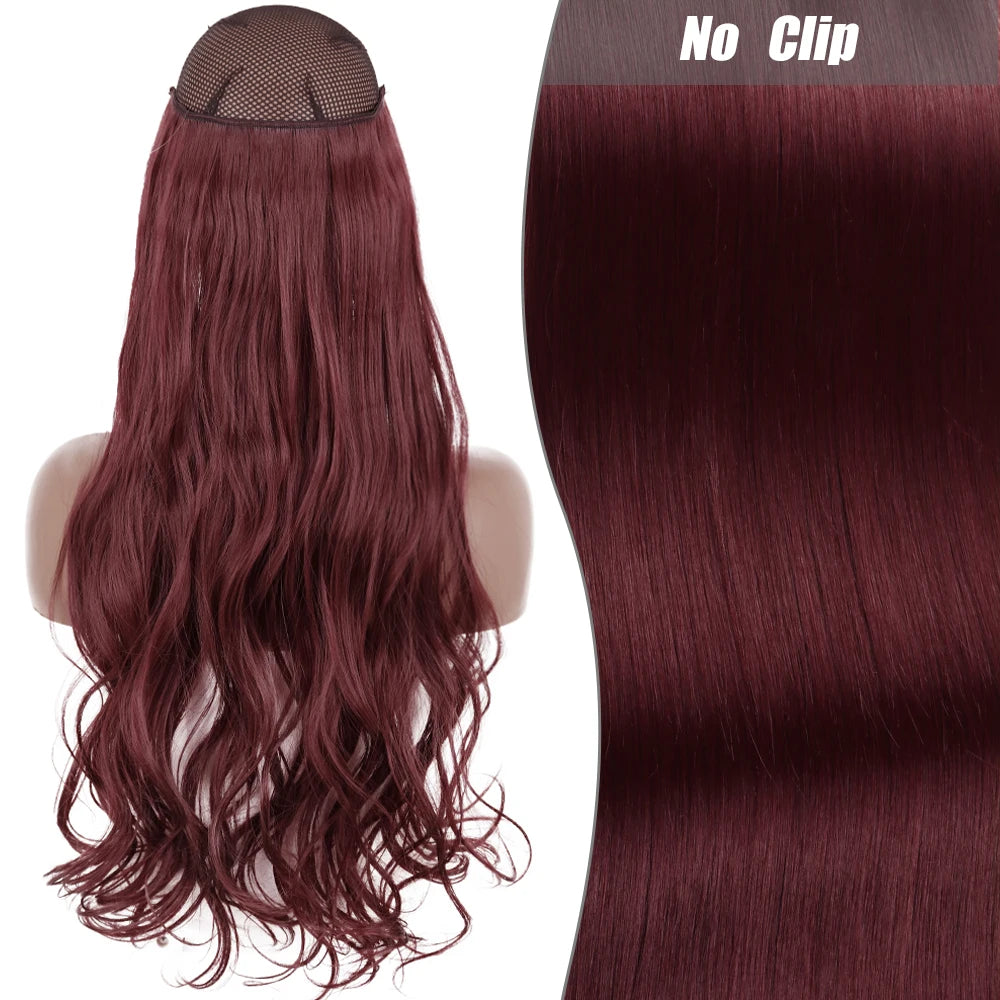 No Clips Natural Hair Extension Synthatic Artificial Long Straight Hairpiece Blonde Black Mixed