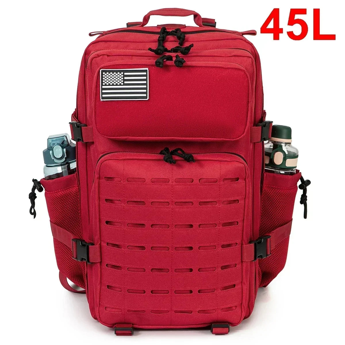 Tactical MOLLE Hiking Backpack – 25L/45L Laser Cut Rucksack with Dual Cup Holders