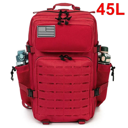 Tactical MOLLE Hiking Backpack – 25L/45L Laser Cut Rucksack with Dual Cup Holders