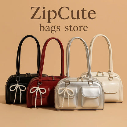 Korean Pearl Bow Shoulder Bag – Women's Pillow Handbag
