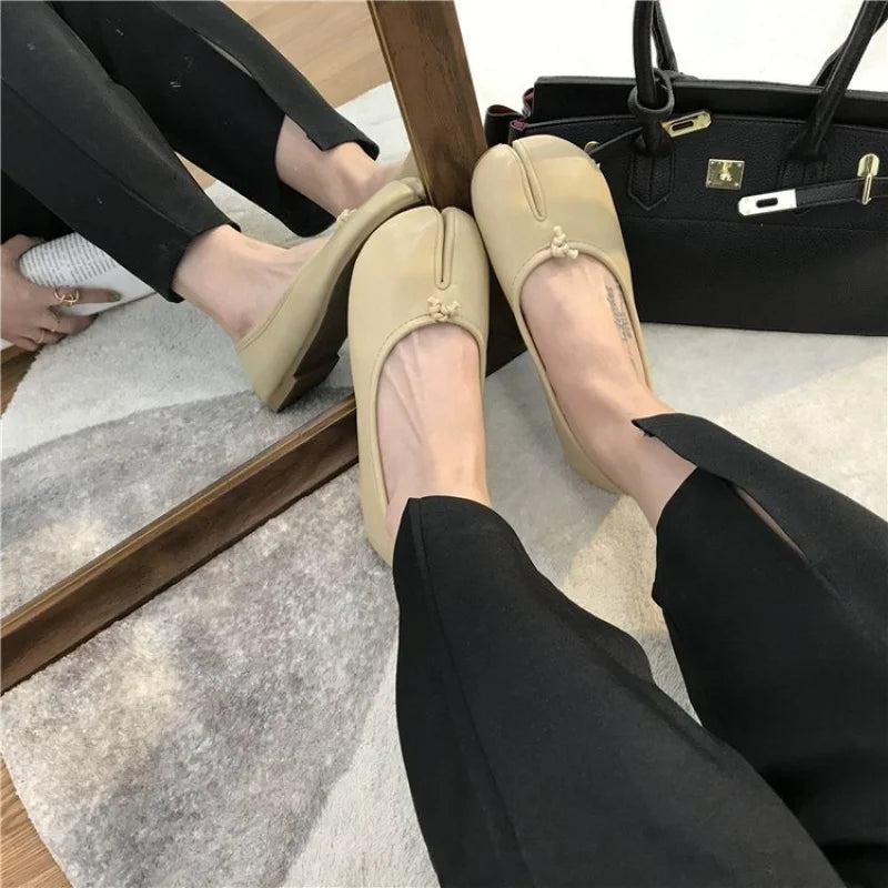 Women's Split-Toe Tabi Ballet Flats | Soft Leather Slip-On
