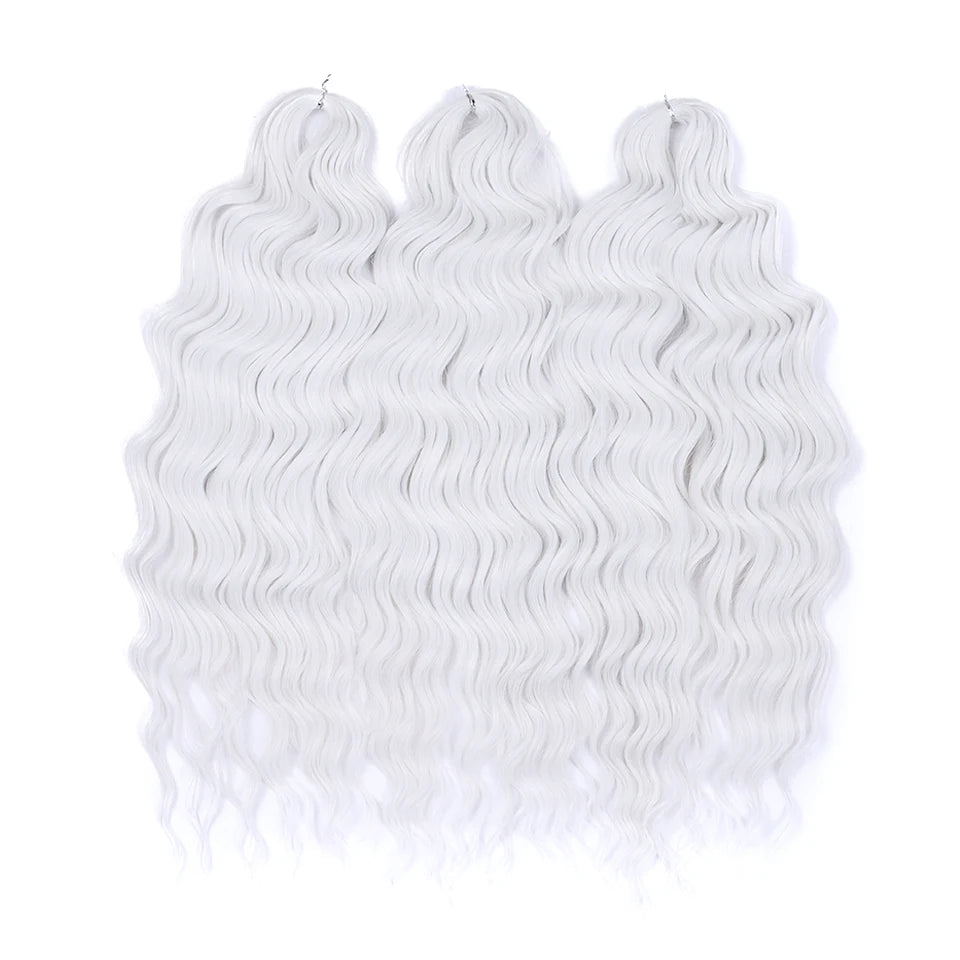 Anna 24 Inch Synthetic Hair Water Wave Braiding Extensions Ombre Blonde Deep Afro Curl Twist Crochet