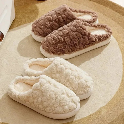Winter Warm Plush Slippers - Unisex Couple S Silent Soft Sole House Shoes Non-Slip Thick Fleece