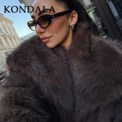 Women's Faux Fur Jacket – Fluffy Oversized Collar Warm Coat