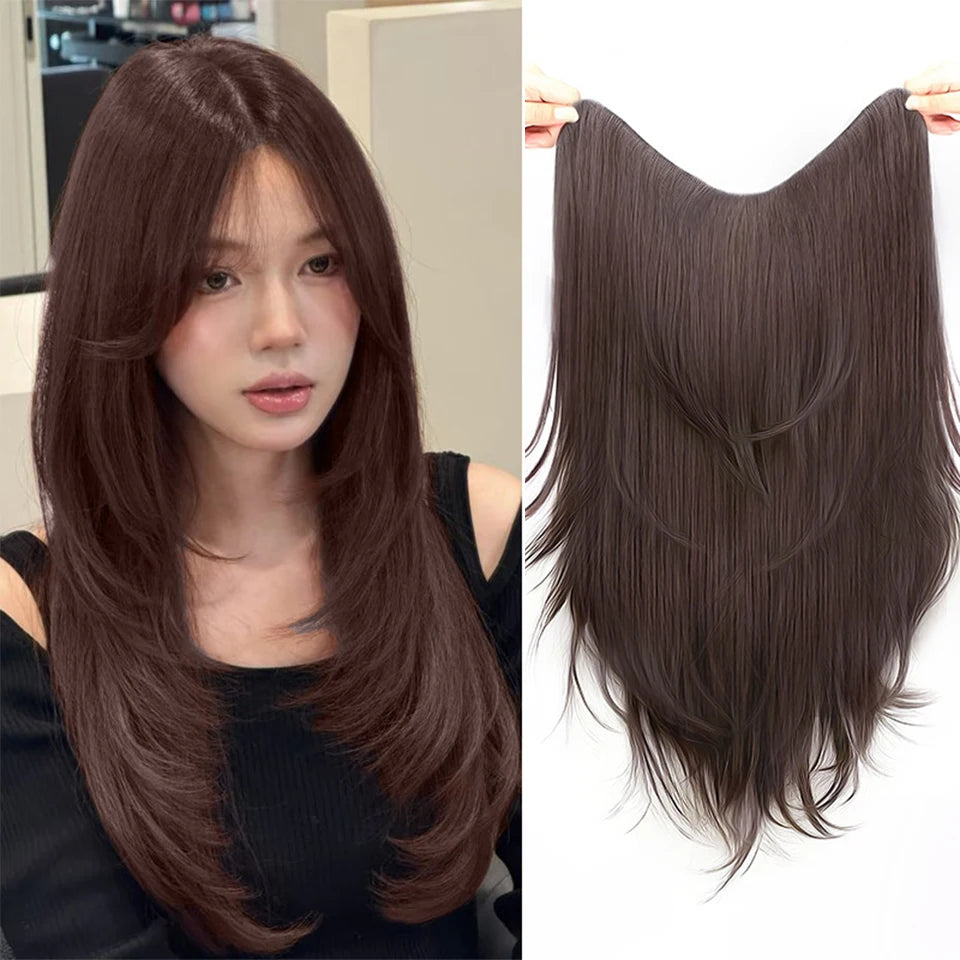 Synthetic Clip-In Hair Extension – Straight Layered, Fluffy