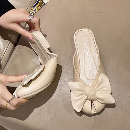 Women's Bow Flat Mules – Slip-On Summer Sandals