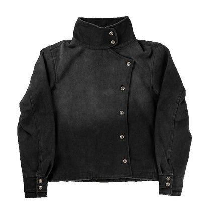 Y2K Fencing Jacket – Vintage Wash Gothic Streetwear Unisex Canvas Coat