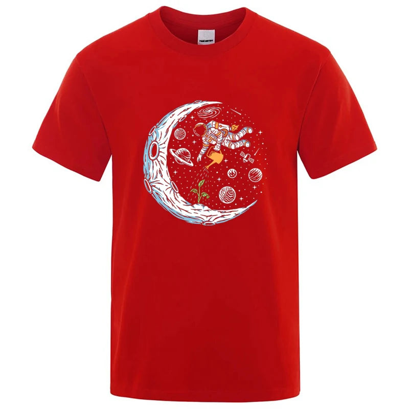 Funny Astronaut Graphic T Shirt Casual Cotton Blend Tee