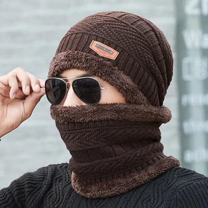 Winter Knit Beanie & Fleece Neck Warmer Set – Unisex