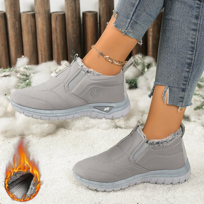 Women's Fleece-Lined Winter Snow Boots Slip-On Warm Casual Shoes