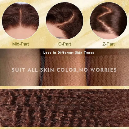 13x6 HD Lace Front Wig Deep Wave Chocolate Brown Human Hair