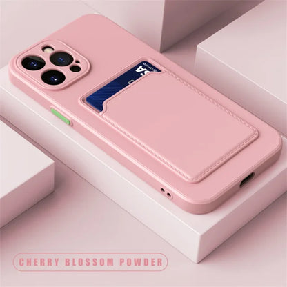 Luxury Soft Silicone Wallet Case Funda Iphone 17 Air 16 15 14 11 13 12 Pro Max Plus Card Holder Slot