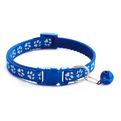 Cat & Dog Bell Collar with Paw Print – Adjustable