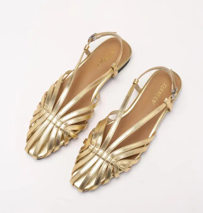 Women's Flat Sandals – Multi-Strap Cage Design Dress Shoes
