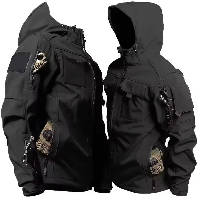 Men's Tactical Soft Shell Jacket – Waterproof Military Hooded Outdoor Coat