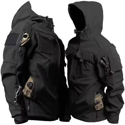 Men's Tactical Soft Shell Jacket – Waterproof Military Hooded Outdoor Coat