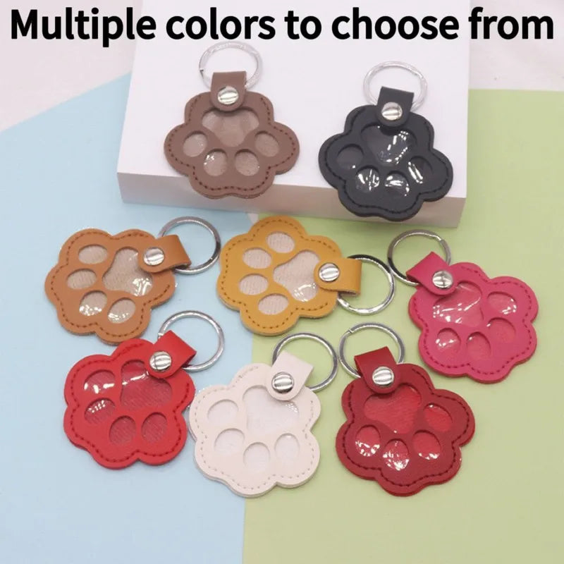 Pet Memorial Hair Storage Keychain – Leather Paw Keepsake Gift