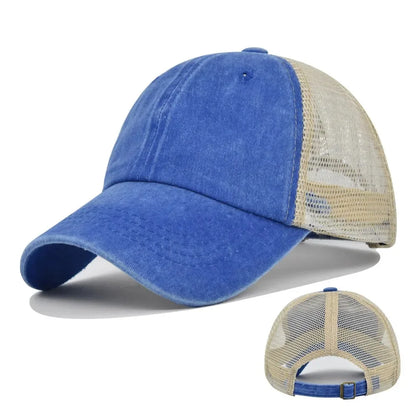 Washed Cotton Trucker Hat – Unisex Mesh Baseball Cap