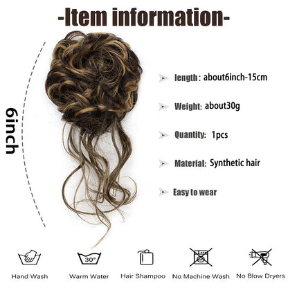 Synthetic Fiber Messy Bun Hairpiece Scrunchie Fake Chignon Hair Extensions Accessories Women Daily