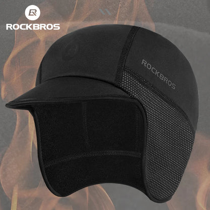 ROCKBROS Winter Bike Cap – Windproof Thermal Cycling Hat with Ear Flaps