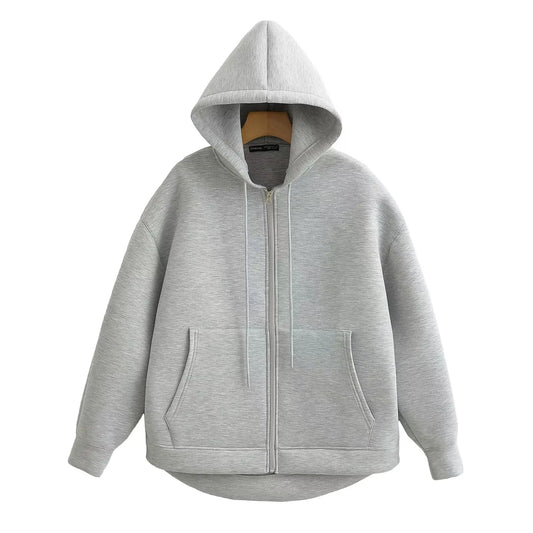 Oversized Zip Up Hoodie Women's Casual Hooded Sweatshirt Jacket