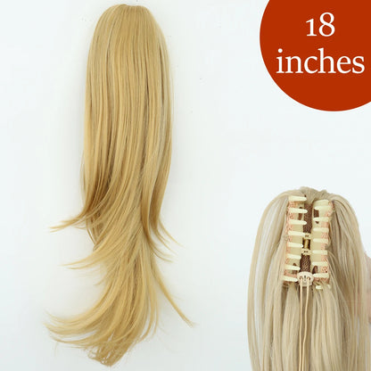Synthetic Long Straight Claw Clip Ponytail Hair Extensions 24inch Heat Resistant Pony Tail Piece