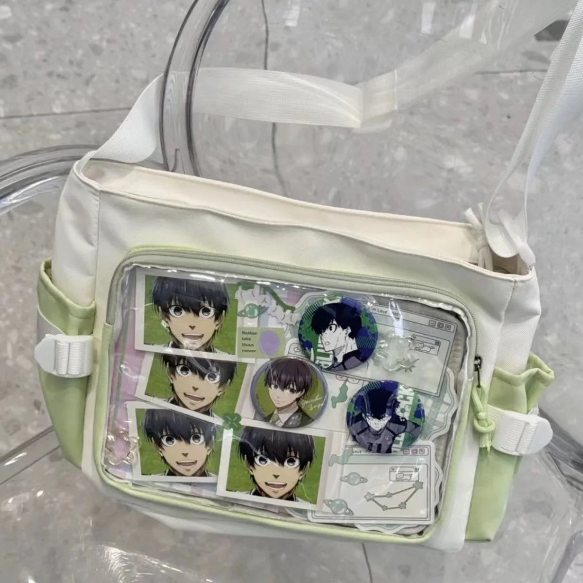 Anime Crossbody Bag with Transparent Postcard Display Window