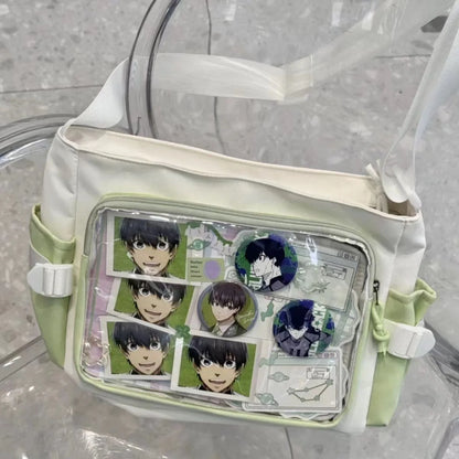 Anime Crossbody Bag with Transparent Postcard Display Window