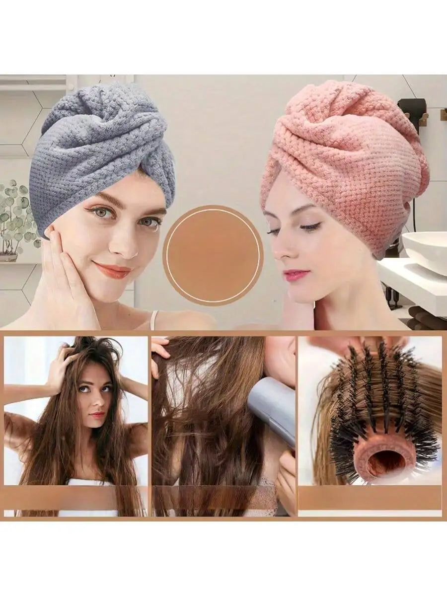 Microfiber Hair Towel Wrap – Absorbent Quick-Dry Turban Cap for Women