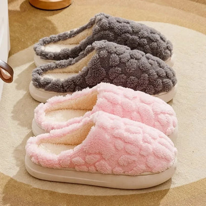 Winter Warm Plush Slippers - Unisex Couple S Silent Soft Sole House Shoes Non-Slip Thick Fleece