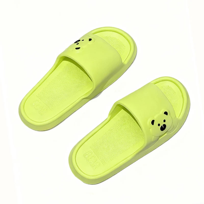 Summer Cartoon Bear Indoor Slippers Women Lightweight Soft Eva Slides Woman Comfort Home Bathroom