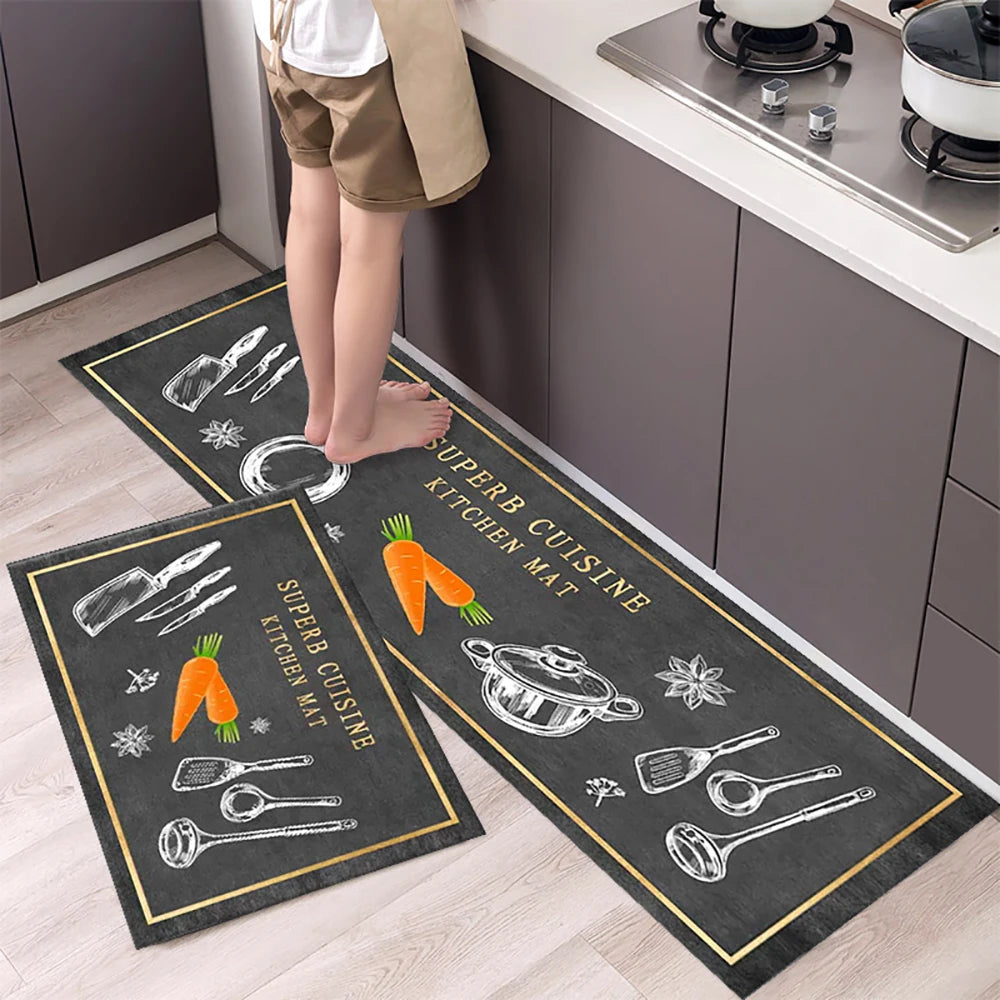 Anti-Slip Kitchen Floor Mat Set – Soft Washable Area Rug for Kitchen, Bedroom & Hallway