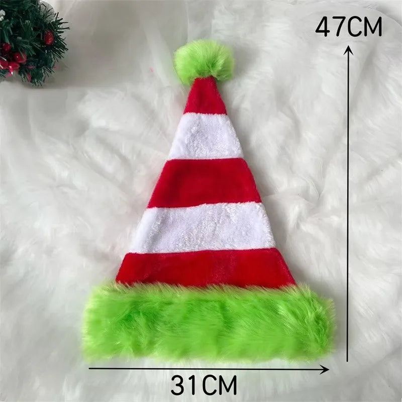 Rainbow Christmas Santa Hat – Long Plush Festive Holiday Cap
