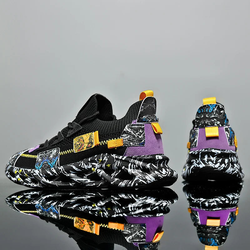 Men's Blade Sole Running Sneakers – Breathable Knit Luxury Trainer