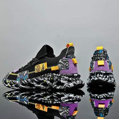 Men's Blade Sole Running Sneakers – Breathable Knit Luxury Trainer