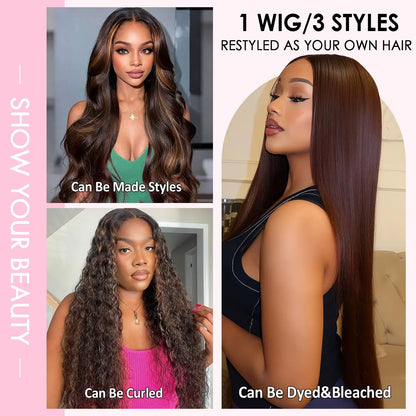 Ombre Highlight Straight Lace Front Wig – HD Transparent Lace Human Hair