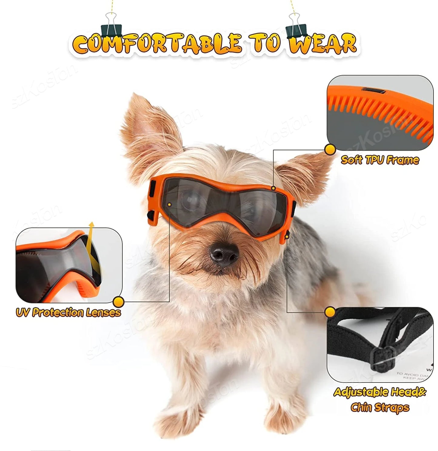 Dog Goggles UV Protection Sunglasses with Adjustable Strap
