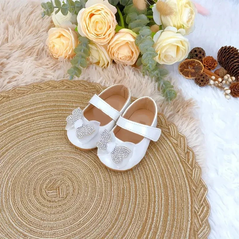 Baby Girl Mary Jane Shoes – Rhinestone Bowknot, 0–18 Months