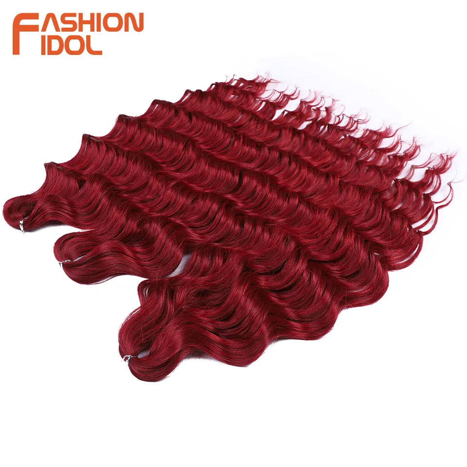 Anna 24 Inch Synthetic Hair Water Wave Braiding Extensions Ombre Blonde Deep Afro Curl Twist Crochet