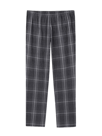 Men's Checked Cotton Pajama Pants with Pockets