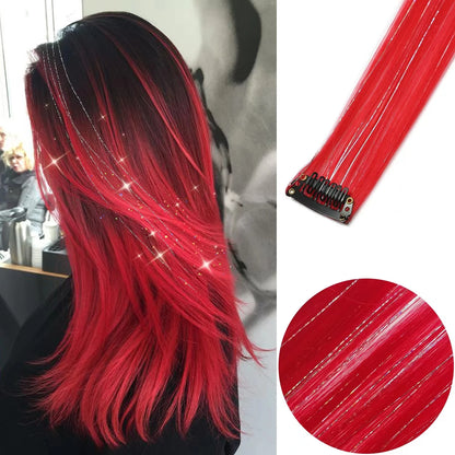 Clip Hair Extensions 6pcs Pack Colored Party Highlights 22 Inches Multi-Colors Straight Hair