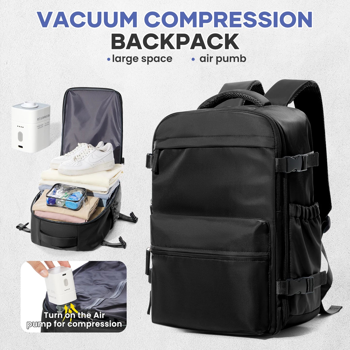 Vacuum Compression Backpack – Large Capacity Travel & Laptop Bag