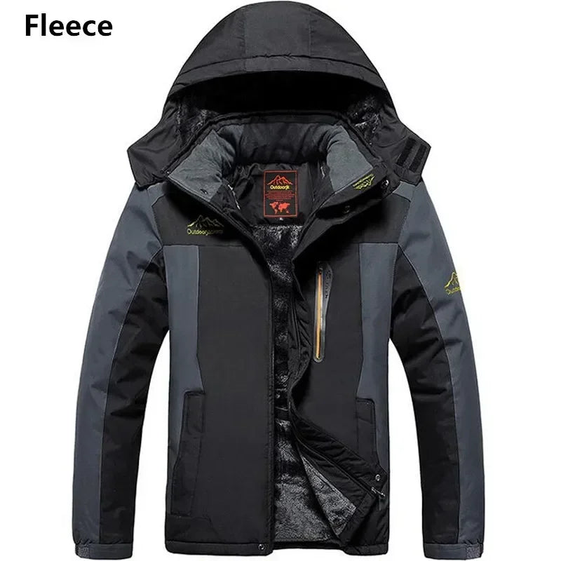 Men's Plus Size Winter Parka – Thick Fleece Hooded Waterproof Coat