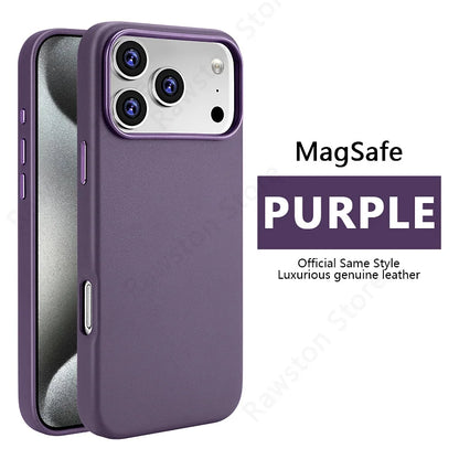 Official Magnetic Leather Case Apple Iphone 17 Pro Max 16 13 12 14 15 Plus Original Macsafe Magsafe