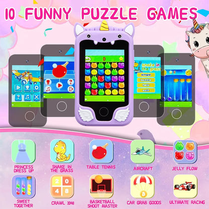 Kids Smart Phone Toy with Touchscreen & Camera – Unicorn Design for Girls